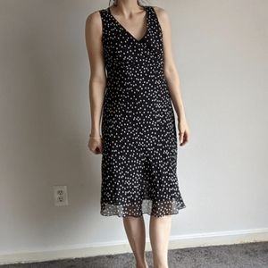 Bloomingdales Vintage Black White Silk Midi Dress